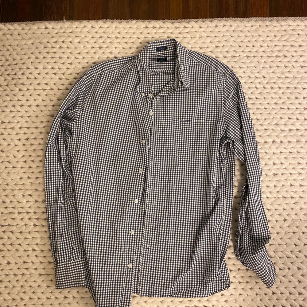 J. Crew Black and White Casual Gingham Shirt- medium slim